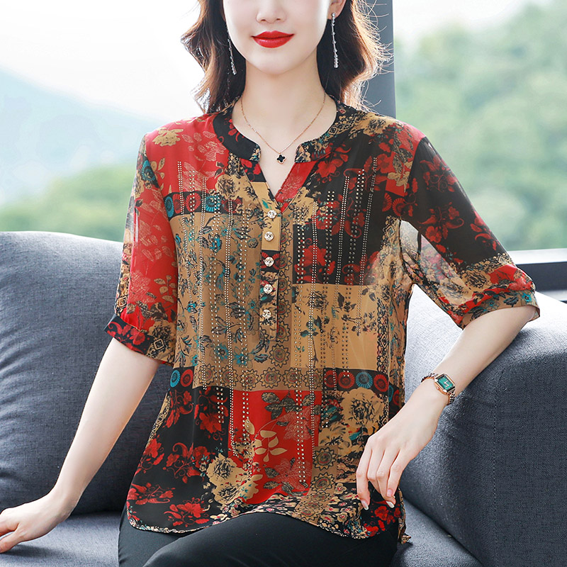 衬衣女装短袖夏季洋气小衫漂亮遮肚子上衣