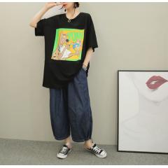 短袖T恤裙子中长款宽松显瘦大码胖MM拼接夏季新设计感小众ins潮女