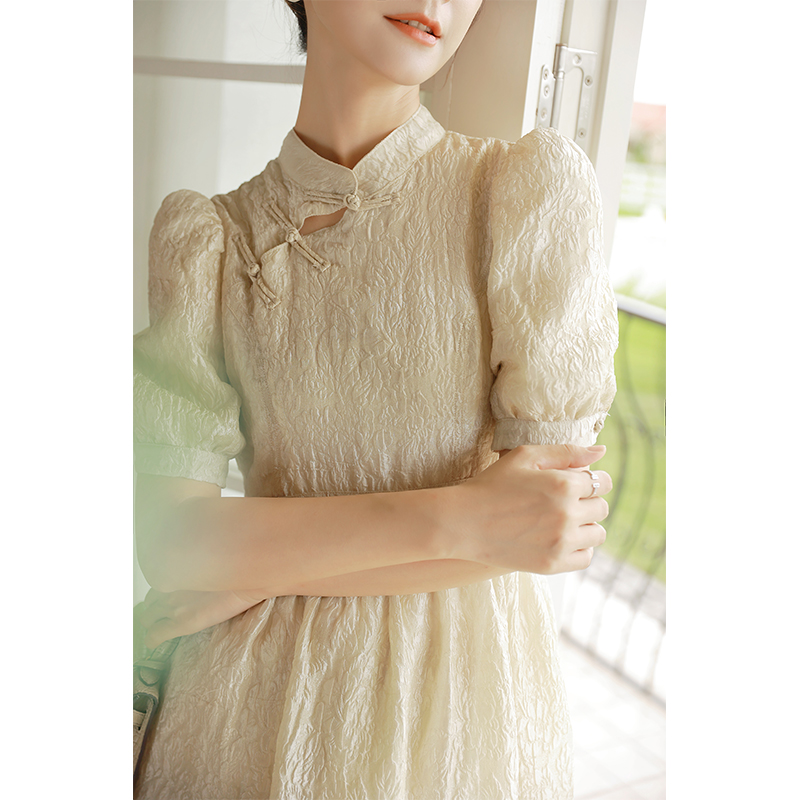 优雅气质收腰旗袍连衣裙