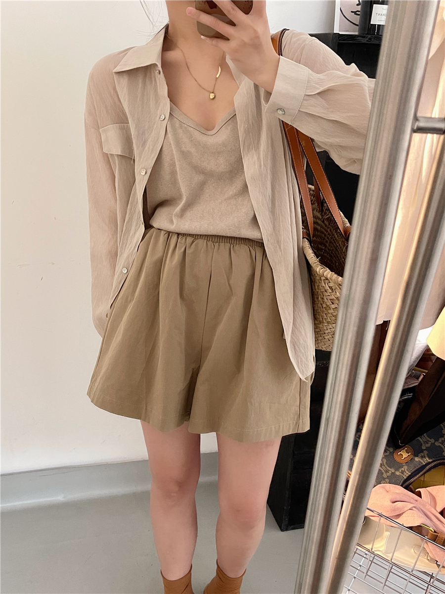 吊带衬衫两件套女夏季韩版v领背心内搭背心防晒长袖外搭上衣