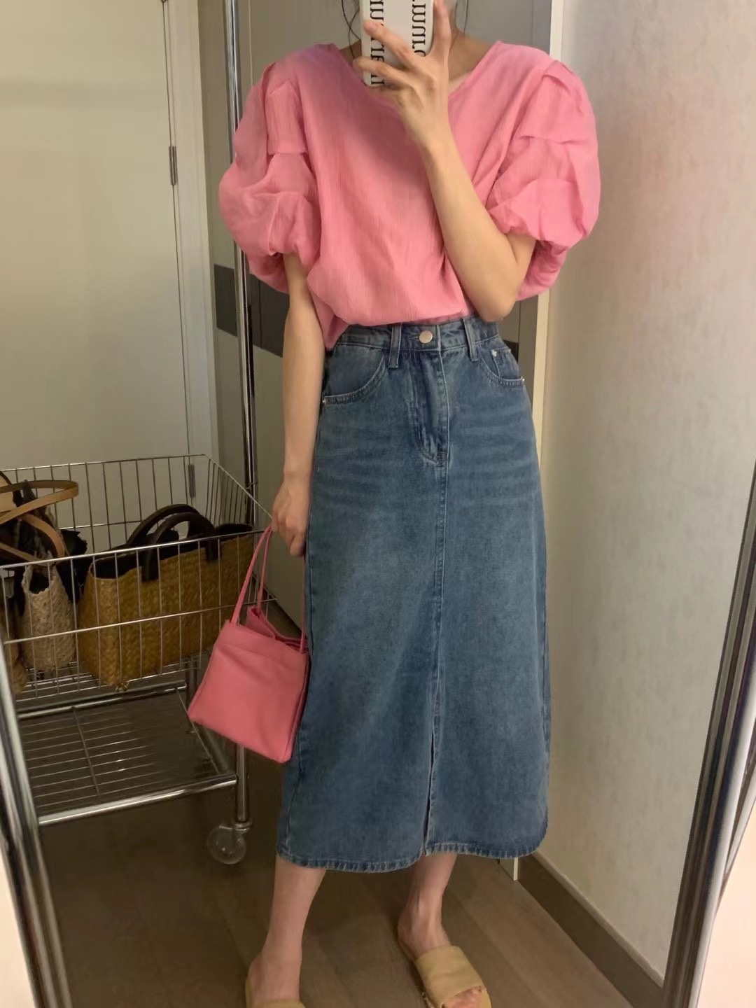 高腰牛仔半身裙女中长款韩版百搭开叉直筒一步裙包臀裙
