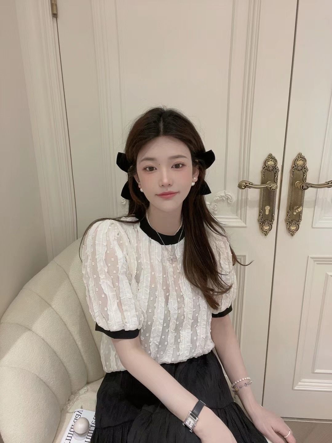 针织连衣裙撞色条纹减龄款气质显瘦小香风法式冰丝直筒裙