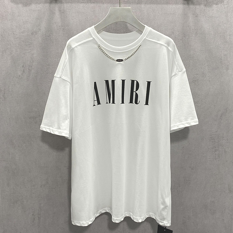 字母印花链条圆领短袖女中长款休闲宽松韩版百搭T恤潮