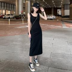 新款夏季气质修身法式显瘦背心裙长款长裙子
