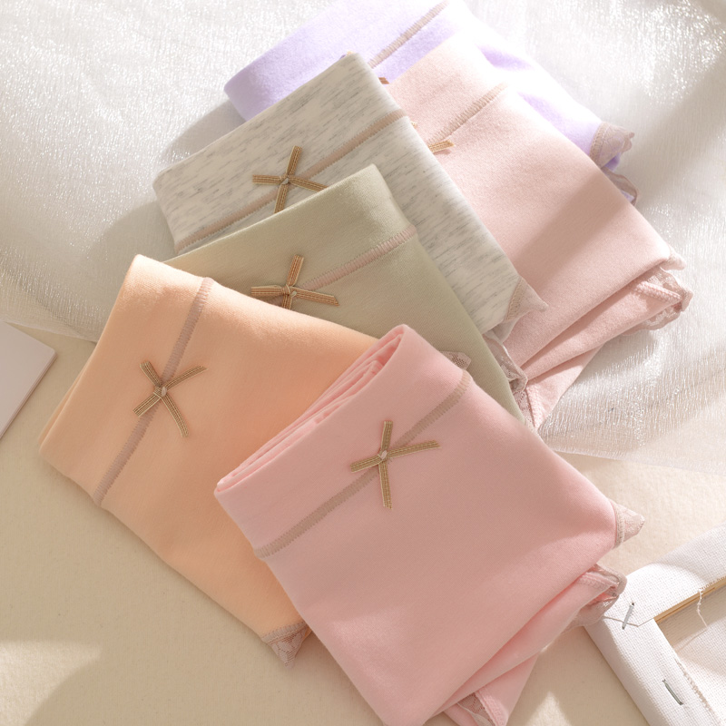 4条 女生内裤女纯棉抗菌中腰少女日系清新学生女士无痕三角短裤头