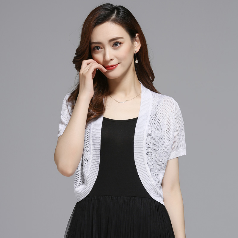 短款披肩夏季上衣女士镂空配裙子针织开衫外套旗袍外搭小坎肩罩衫