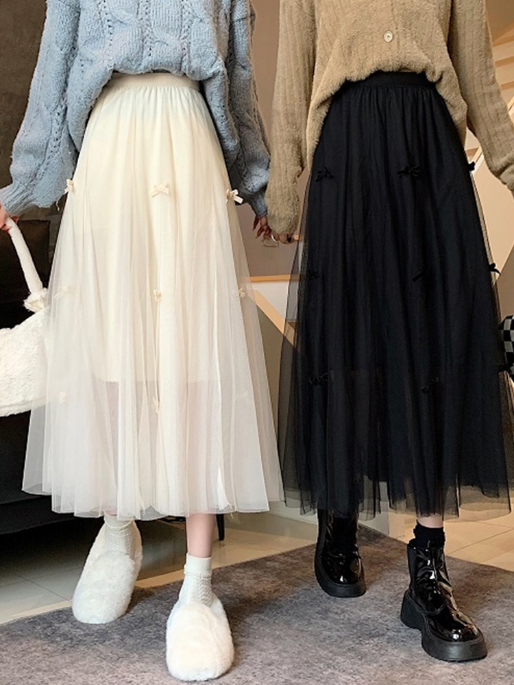 设计感小众a字半身裙子女秋季新款小个子仙女纱裙高腰显瘦中长裙