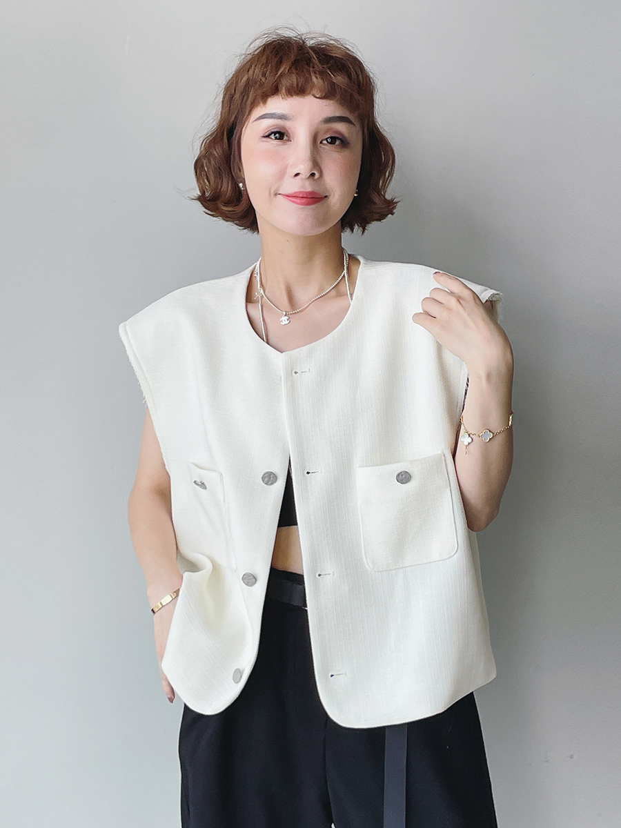 马甲外套女欧洲站早秋新款欧货女装时尚洋气短款马夹潮