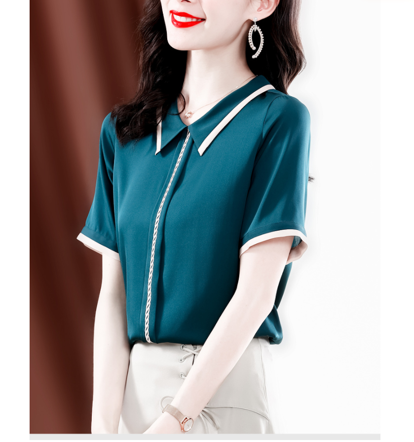 重磅真丝衬衫女夏季新款时尚洋气短袖显瘦淑女气质桑蚕丝上衣