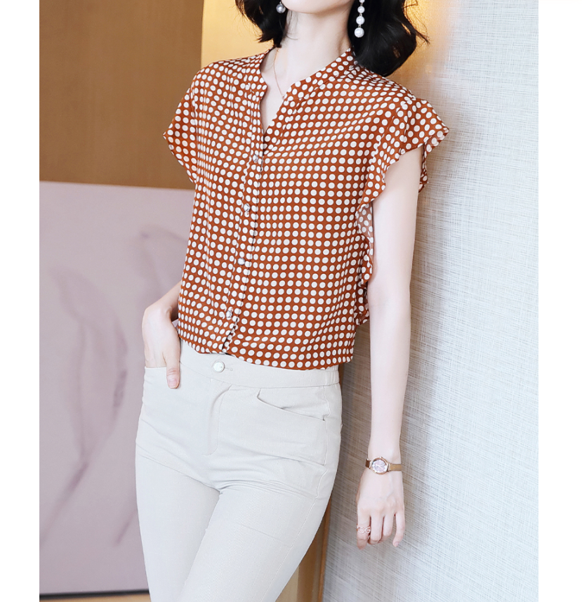 真丝衬衫女波点夏季新款外穿桑蚕丝百搭无袖宽松复古港味衬衣上衣
