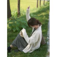 加厚日系复古宽松麻花纯色针织开衫