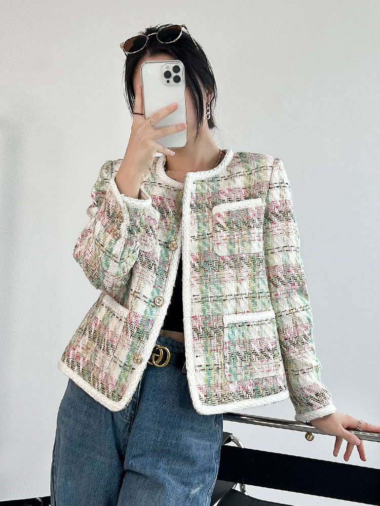 小香风外套女名媛气质春秋新款欧货轻奢别致高级感粗花呢上衣