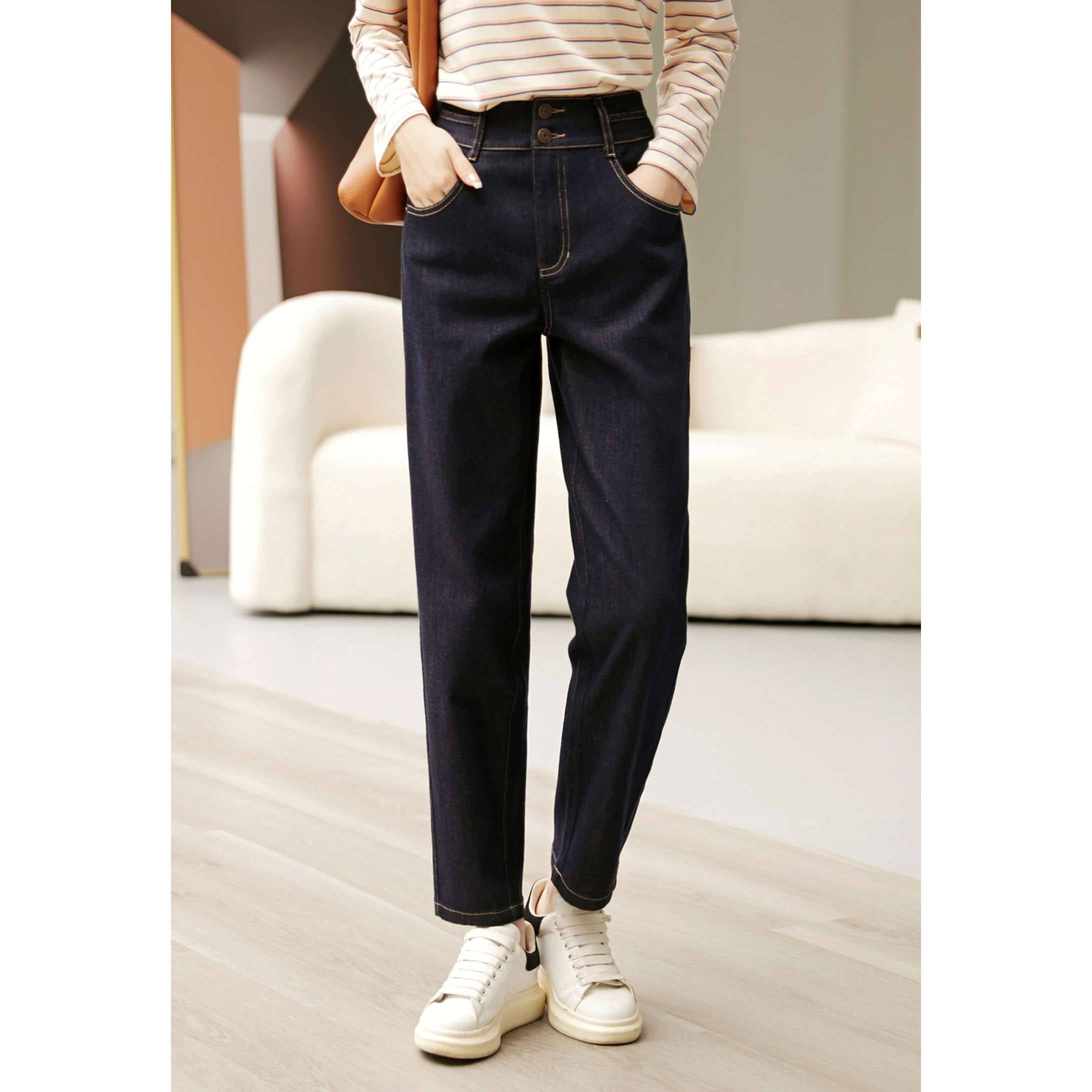 多季可穿 明线设计 好穿好搭多口袋牛仔裤女秋