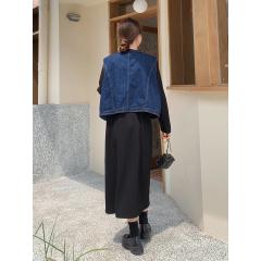 牛仔马甲连衣裙两件套秋新款韩系学院风少女穿搭长款T恤裙子