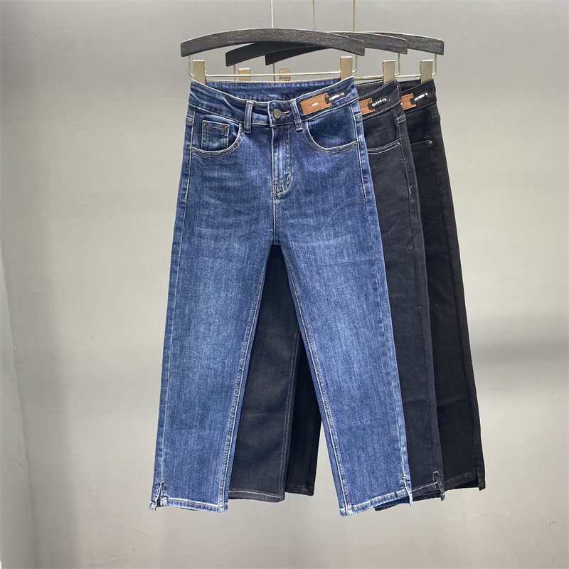 高腰牛仔裤女九分修身烟管裤春秋季新款百搭显瘦小直筒裤子