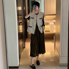 小香风时尚百搭马甲女早秋新款欧洲站无袖设计感流苏边外套潮