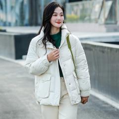立领轻薄羽绒服女短冬装新款小个子宽松纯色加厚外套保暖