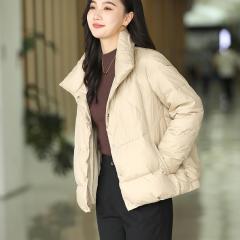 轻薄羽绒服女短款装新款纯色小个子茧型立领休闲外套保暖厚