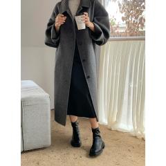 冬新款单排扣翻领双面羊绒大衣女中长款气质温柔毛呢外套
