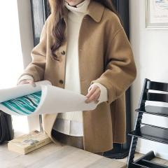 驼色双面羊绒大衣女短款小个子冬季新款宽松高端毛呢外套