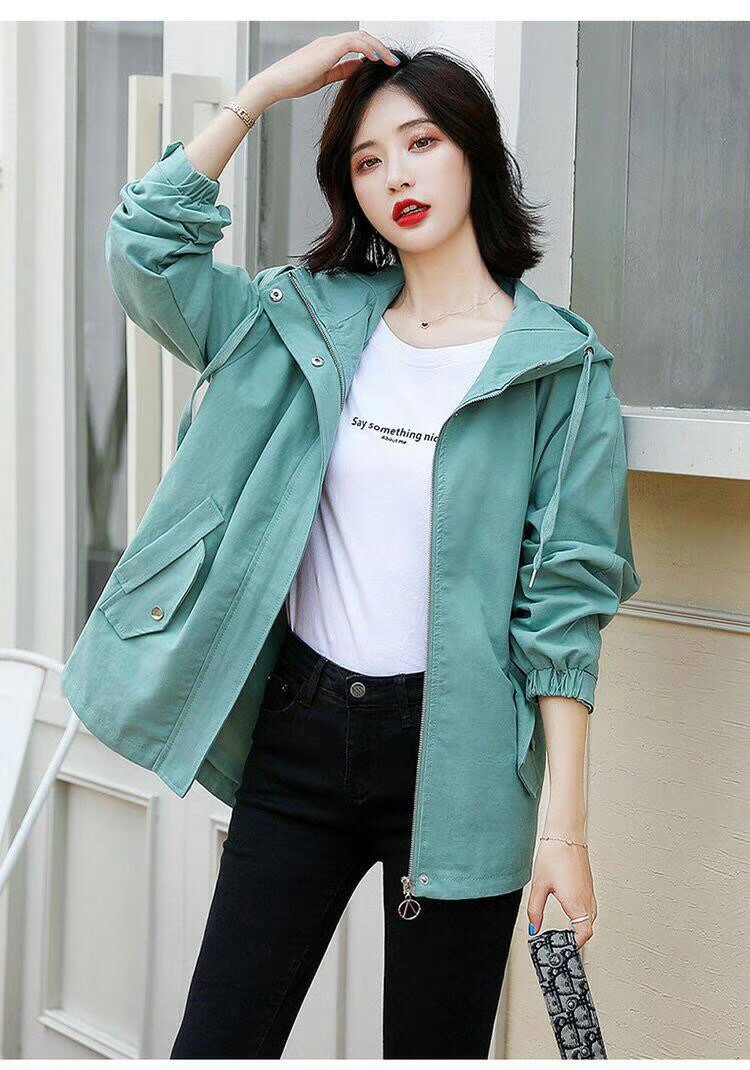 2019秋季新款女装韩版气质风衣中长款连帽百搭休闲外套