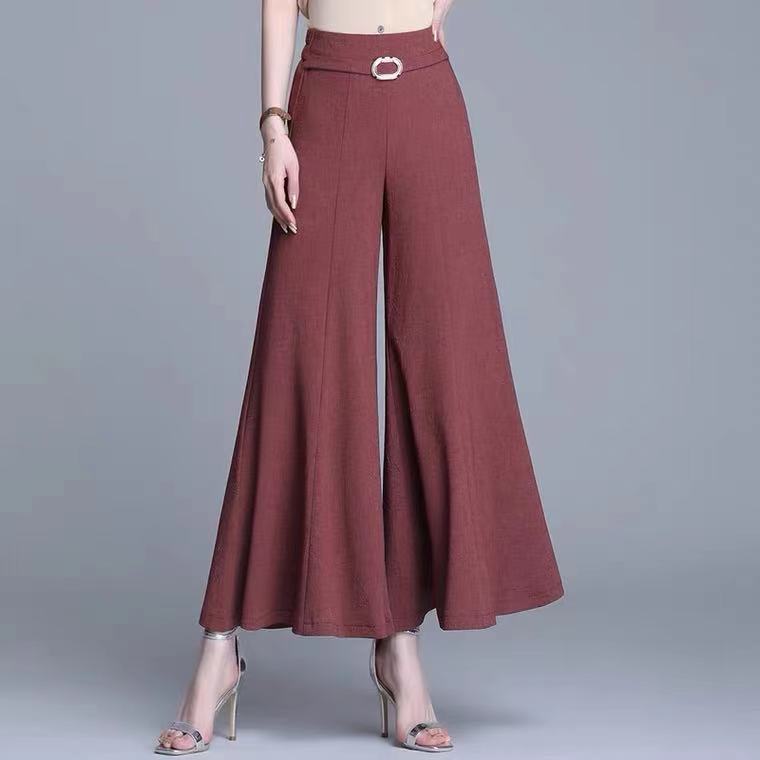 中老年大号女裤妈妈穿的热天l下装松紧腰时尚宽松舞蹈大脚裤甩裤_女士